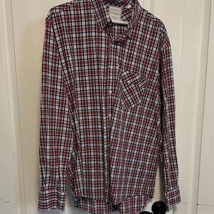 Billy Reid Red and Blue Plaid Button Down Shirt